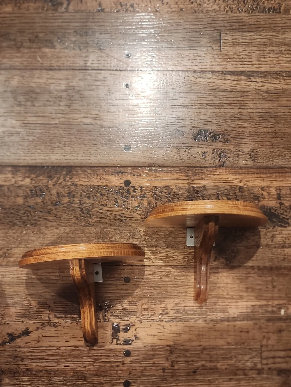Handcrafted Wooden Wall Shelves - Brown -